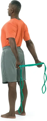 Vista 7 de La correa elástica original con póster de ejercicio, fabricada en los Estados Unidos por OPTP - Correa elástica y correa de yoga para estiramiento