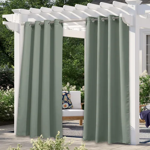 Vista 44 de NICETOWN Cortina para Exteriores para Patio Impermeable de 84 Pulgadas de Ancho, Aislamiento Térmico con Ojales Antioxidantes Bloqueo UV Cortina