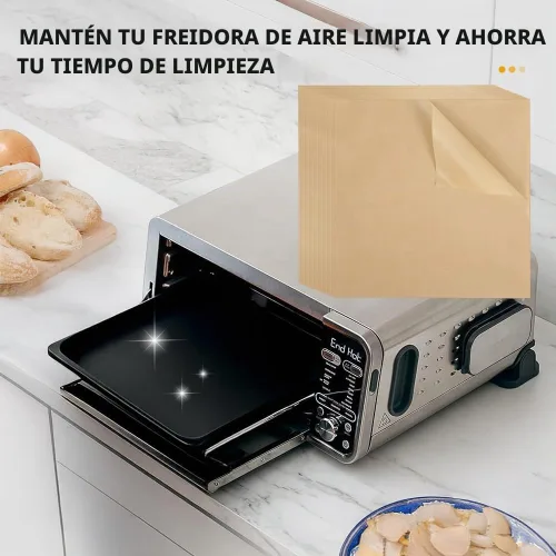 Vista 3 de BYKITCHEN Papel pergamino para freidora de aire de 12 pulgadas para freidora de aire Ninja SP151 SP351 SP101 SP201 SP301, 120 PCS forros desechables