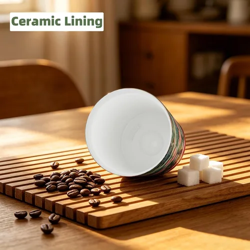 Vista 4 de MAGRACE Taza de viaje de café – Vaso de café a prueba de fugas con tapa abatible y pajilla, aislado al vacío para bebidas calientes y frías