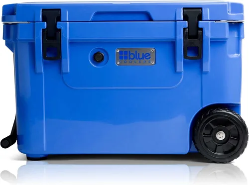 Vista 7 de Blue Coolers Ice Vault – 60 Quart Roto-Molded Ice Cooler with Wheels Large Ice Chest Holds Ice up to 10 Days Blanco ártico con ruedas