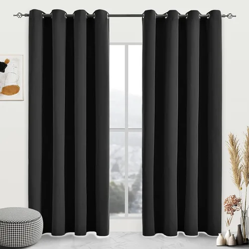 Vista 13 de Cortinas opacas para dormitorio, con aislamiento térmico y bloqueo de luz, para oscurecer la habitación, cortinas con ojales sólidos para ventana