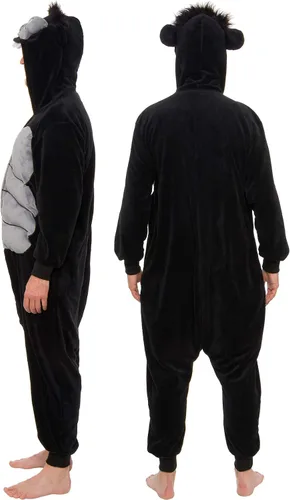 Vista 4 de Silver Lilly Gorilla Costume - Disfraz de animal de felpa de una pieza para adultos