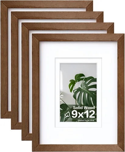 Vista 79 de Egofine - Juego de 4 portarretratos A4 de madera maciza y cubierta de plexiglás de 4 x 6/6 x 8 pulgadas con paspartú o A4 sin paspartú, para mesa