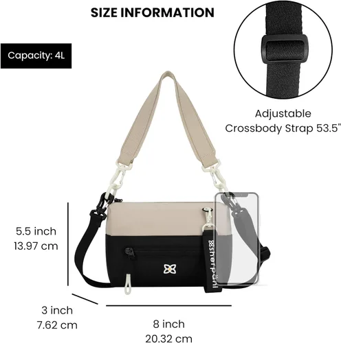 Vista 12 de Sherpani Skye - Bolso cruzado pequeño, de nailon, ligero, para mujer, con protección RFID