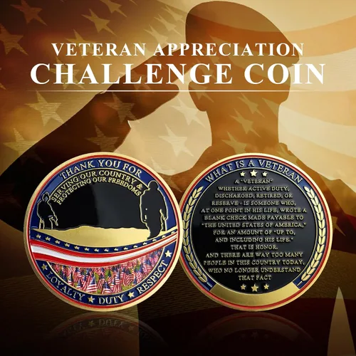 Vista 5 de BHealthLife Moneda de desafío de apreciación de veteranos militares gracias por su servicio Regalo para veteranos