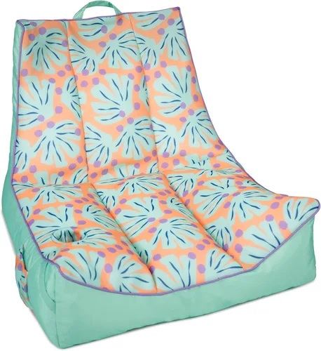 Vista 13 de Big Joe flotador Captain's Caddie sin necesidad de inflar para piscina con portavasos, hibisco tropical y aqua de doble lado con malla, tela