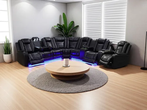 Vista 13 de Sofá reclinable de cuero transpirable con luz LED, sofá modular eléctrico con consola de almacenamiento, soporte para tazas para cine en casa, sala