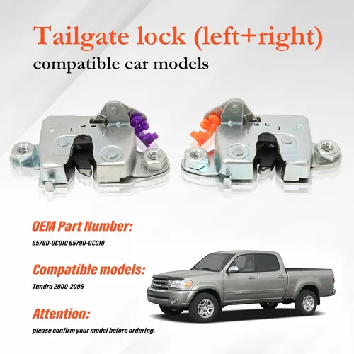 Vista 5 de Cerradura de pestillo de puerta trasera compatible con Toyota Tundra (2000-2006) Actuador de pestillo de bloqueo TTailgate izquierdo y derecho