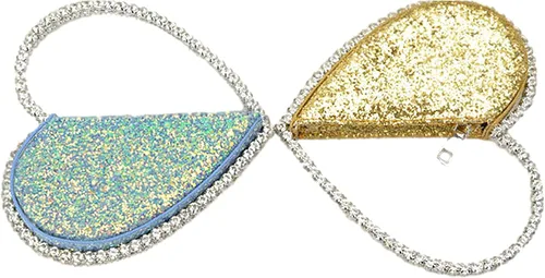 Vista 5 de Anopo Mini corazón forma redonda Rhinestone embrague bolso bolso marco diamante brillo lentejuelas brillantes bolso de noche boda fiesta