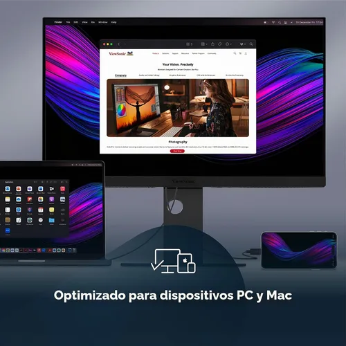 Vista 7 de ViewSonic VP2488-4K Monitor IPS 4K UHD de 24 pulgadas, Thunderbolt 4, USB-C
