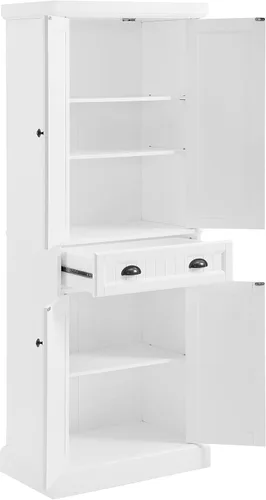 Vista 6 de Crosley Furniture Shoreline Coastal - Armario de almacenamiento para despensa con estantes, cocina, comedor o lavandería, color blanco