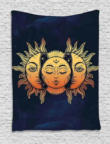 Vista 22 de Ambesonne Tapiz hippie, abrazo de hongos de ensueño y árbol de la vida místico y mandal verde, decoración de tela para colgar en la pared