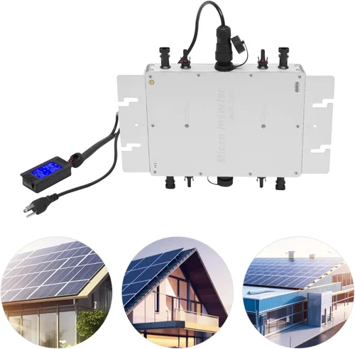 Vista 5 de Inversor solar, inversor de aleación de aluminio de 1200 W con pantalla LCD, inversor de onda sinusoidal pura, kit de inversor solar para paneles