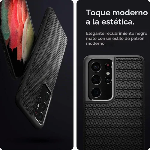 Vista 3 de Spigen Liquid Air Armor - Funda para Galaxy S21 Ultra (2021) Air Cushion Tech, Sound Tunnel Tech, Military Grade Protection, Slim TPU Case, Mate