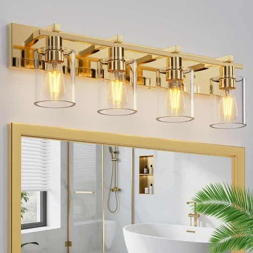 Vista 13 de Bathroom Light Fixtures Over Mirror, 2-Light Modern Matte Black Bathroom Vanity Light, Wall Lights with Clear Glass Shade, Living Room, Bedroom