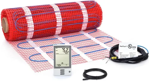 Vista 8 de Kit de alfombrillas calefactoras de suelo de 7.5 pies cuadrados de 120 V, sistema eléctrico de calefacción de suelo radiante, termostato