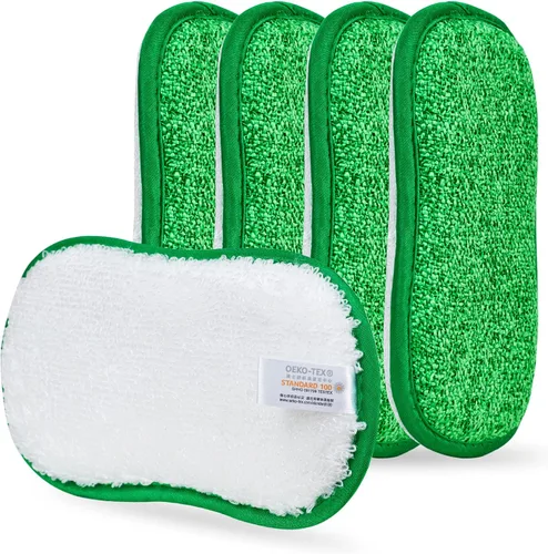 Vista 10 de 10 paquetes de esponjas de cocina para fregar sin rasguños, paños multiusos, esponja con un poder de estropajo resistente - Limpieza sin esfuerzo