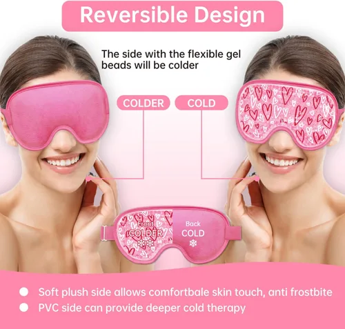 Vista 7 de Máscara refrescante para ojos fríos, máscara de compresión para ojos hinchados, reutilizable para ojos hinchados, gel de hielo para ojos cansados