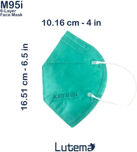 Vista 3 de Lutema Mascarilla transpirable de 5 capas de protección fabricada en Estados Unidos, cómoda cinta elástica para las orejas, repuesto para cuidado