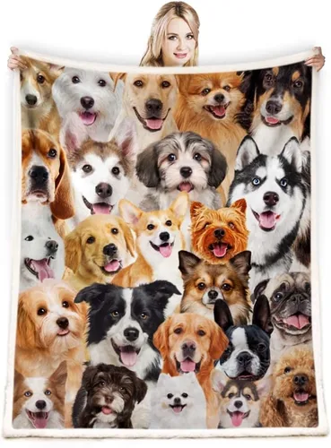 Vista 7 de Manta de regalo Corgi, manta de perro de dibujos animados para amantes, niños, niñas, adultos, bonita decoración de cachorro, 50 x 60 pulgadas