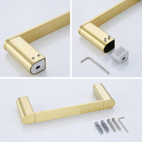 Vista 3 de RANDOM Toallero dorado cepillado de 9 pulgadas, toallero dorado para baño, toallero de cocina y paños de cocina, toallero de acero inoxidable SUS304