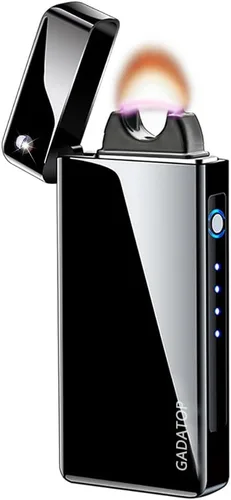 Vista 8 de GADATOP Encendedor eléctrico a prueba de viento, encendedores de plasma alto con carga USB, encendedor de arco de metal de lujo para regalos