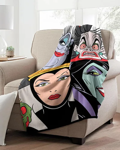 Vista 2 de Northwest Disney Villains Micro Raschel - Manta de 46 x 60 pulgadas, Retratos del mal