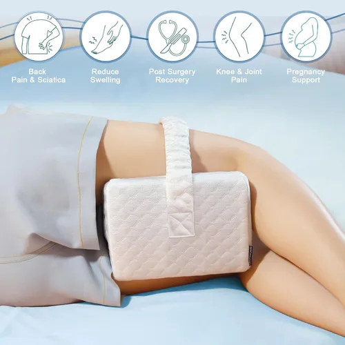 Vista 7 de KingPavonini Almohada de rodilla refrescante para dormir de lado, almohadas de piernas de espuma viscoelástica de gel para dormir de lado con funda