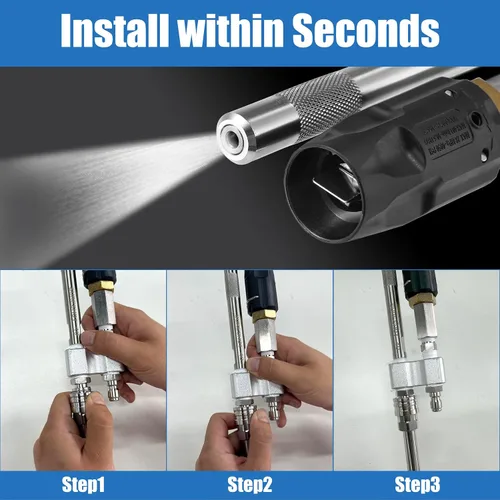 Vista 2 de JOEJET Inyector aguas abajo para lavadora a presión, kit de inyector químico fijo con conexión rápida de 3/8 pulgadas, boquilla giratoria M5
