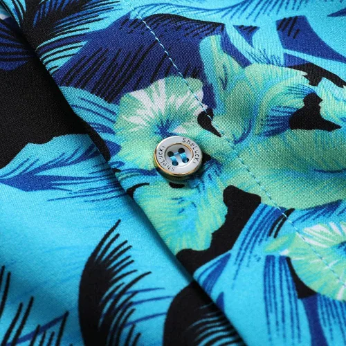 Vista 6 de SheLucki - Camisa hawaiana para hombre, unisex, estilo informal, manga corta, con botones y estampado de sombra de palmeras, para el verano