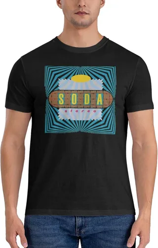 Vista 3 de Soda Music and Stereo - Camiseta de manga corta para hombre, diseño casual, cuello redondo, unisex, color negro