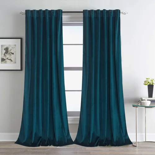 Vista 9 de [Usado] Cortinas de terciopelo rojo burdeos elegantes para ventana de sala de estar, 84 pulgadas de largo, oscurecimiento de habitación, pestaña