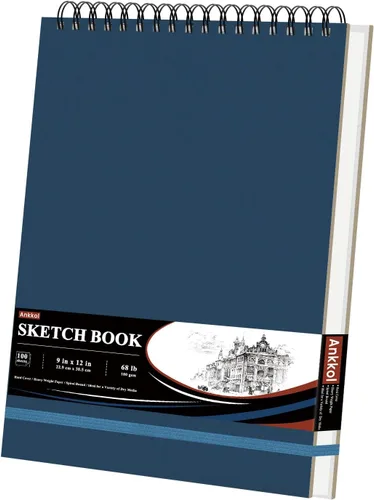 Vista 10 de Ankkol Cuaderno de bocetos con espiral 5x7, pequeño bloc de dibujo con tapa dura - 100 hojas, papel para bloc de dibujo mini de 68 lb/100 g/m²