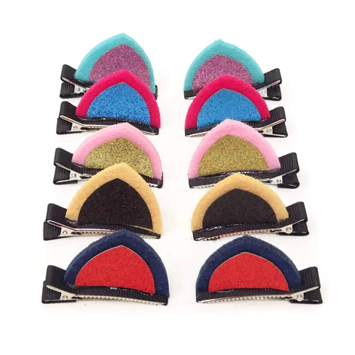 Vista 4 de Honbay Pinzas para el pelo con orejas de gato con lentejuelas brillantes, 10 unidades (5 pares) lindas pinzas para el pelo de cocodrilo de animales