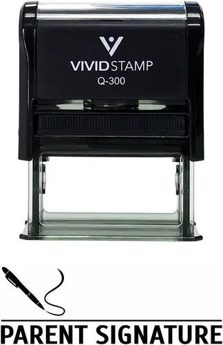 Vista 14 de Timbre de caucho de entintado automático con inscripción PARENT SIGNATURE, Negro