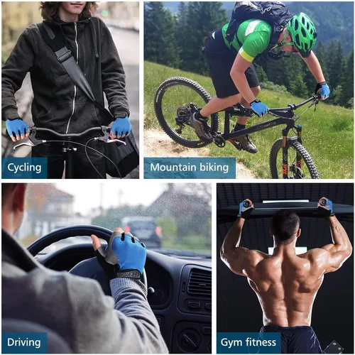Vista 7 de Accmor Guantes de ciclismo para hombres y mujeres, guantes de ciclismo de medio dedo, guantes de bicicleta de carretera MTB, guantes antideslizantes