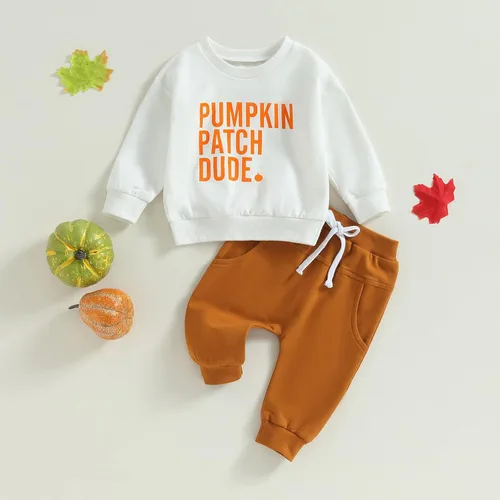 Vista 36 de Karwuiio Conjunto de disfraz de Halloween para bebé, sudadera de manga larga y pantalones para otoño