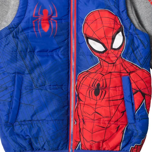 Vista 4 de Marvel Spider-Man - Chaleco con cremallera 2fer para niños pequeños y grandes