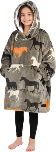 Vista 27 de Catalonia Sudadera tipo manta con capucha para niños, sudadera de sherpa extragrande para adolescentes jóvenes, idea de regalo Dual-Layer Design