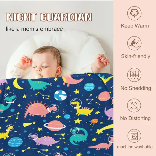 Vista 2 de YESCUSTOM Manta de forro polar de dinosaurio personalizada para niños y niñas, manta de texto personalizada para regalo de cumpleaños y ducha