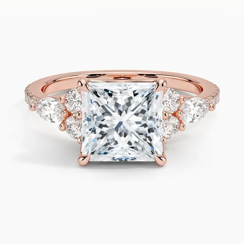 Vista 5 de IGI - Anillo de compromiso de diamantes de talla excelente de princesa blanca de 2.56 quilates con cuatro puntas de corte excelente creado