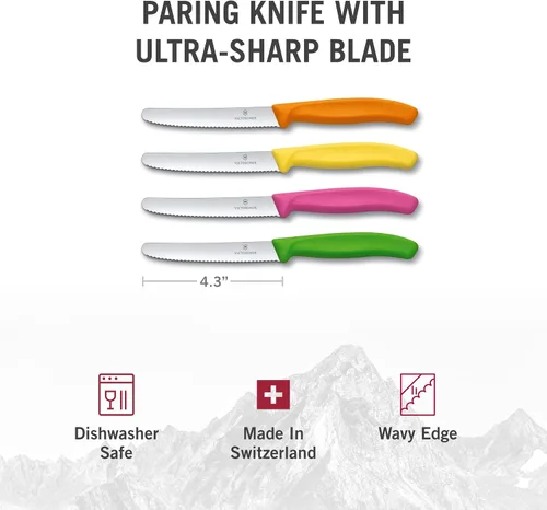 Vista 4 de Victorinox Swiss Classic juego cuchillo de pelar, 4 unidades., 4 piezas Utility Set, Negro