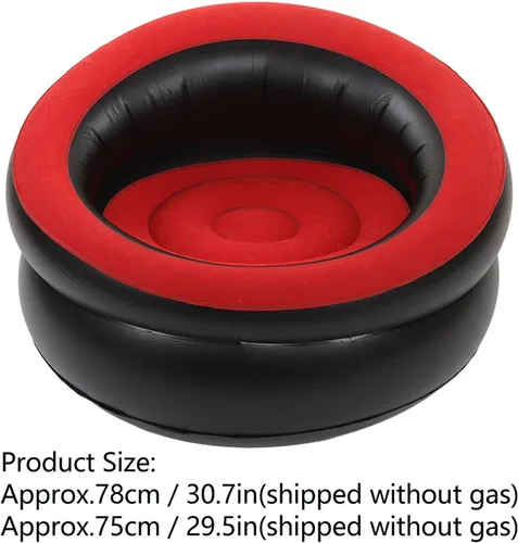 Vista 6 de Srliya Sofá inflable de aire flocado, silla inflable simple, sofá perezoso, sofá puff para sala de estar, dormitorio, sala de lectura, oficina, Rojo