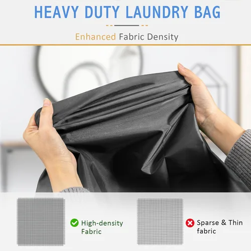 Vista 3 de Isink Bolsa de lavandería extra grande con asas, resistente, bolsa de lavandería de viaje para ropa sucia, 28 x 40 pulgadas (negro)