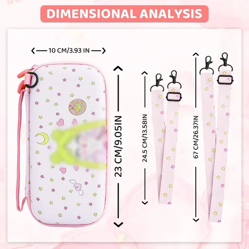 Vista 5 de Funda de transporte rosa para accesorios Nintendo Switch Lite, paquete de funda de viaje para Switch Lite con funda protectora de TPU suave, correa