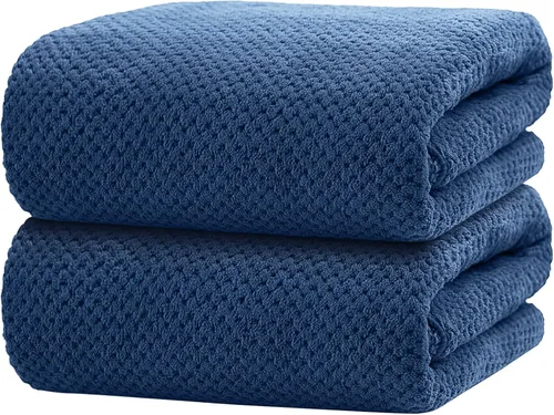 Vista 11 de HOMEXCEL Paquete de 2 Toallas de Baño, (27 x 54 Pulgadas) Juego de Toallas de Baño de Microfibra Ultra Suaves Altamente Absorbentes, Toallas Ligeras