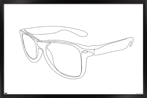 Vista 8 de Trends International LÍNEA Y CEPILLO - Póster de pared de lentes de sol de línea continua, 22.37 x 34.00 pulgadas, versión enmarcada de caoba
