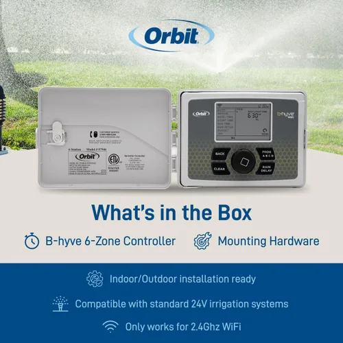 Vista 11 de Orbit 57946 B-hyve Controlador inteligente de rociadores para interiores y exteriores de 6 zonas Aplicación controlada con horarios de riego