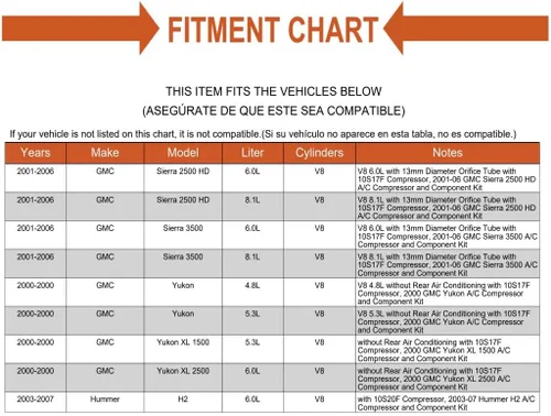 Vista 8 de Compresor de A/C de repuesto y kit de secador de receptor, elección mecánica para Silverado Escalade 00-06